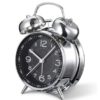 Table Clock with double bell operated by a single buttery. It is easy to walk up from sleep.