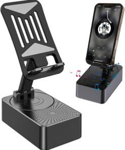 Foldable Mobile Phone Desk Holder, Wireless Speaker with Stand - 3 in 1 Mobile Phone Holder,360 Rotating