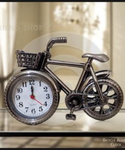Classic Vintage Style Bicycle Design / Bronze Silver Alarm Clock / Desk Desktop Table Clock